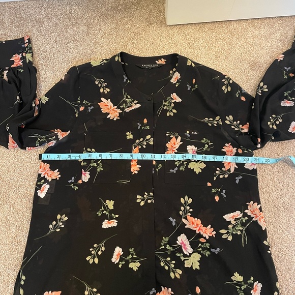 Rachel Roy Black Floral Long Sleeve Blouse - Picture 8 of 10